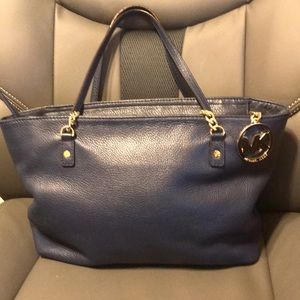 Michael Kors navy leather shoulder bag